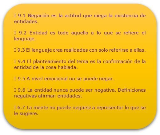 Cuadro resumen de negación y entidad